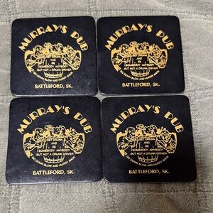 Murray's Pub Black and Gold Coasters
